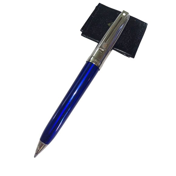 Vtg Sheaffer Ballpoint Pen White Dot Prelude Blue Lacquer Chrome Trim Writing - Picture 3 of 3